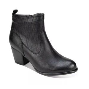 White Mountain "Grace" Ankle Black Synthetic Leather Perforated Pull On Booties